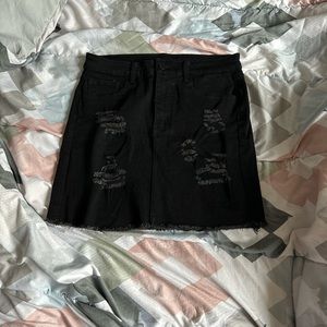 Ripped Black denim skirt